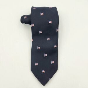 Vintage Alynn USA Flag Print Necktie Navy Polyester 3.5x56 Inch Mens